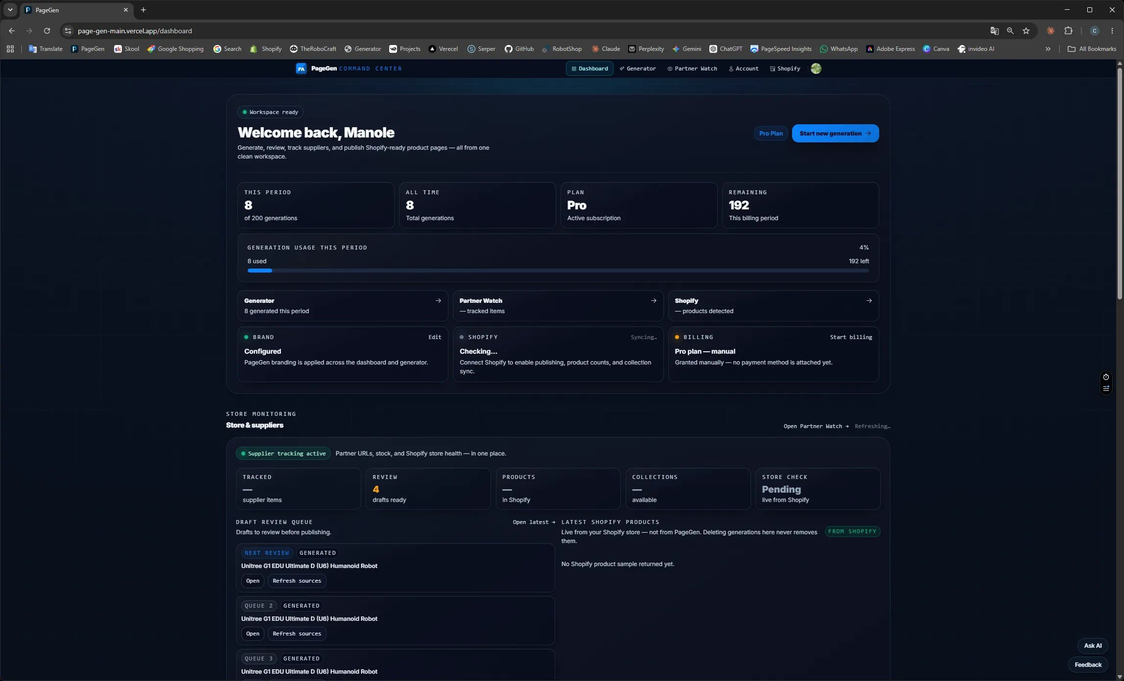 PageGen Dashboard